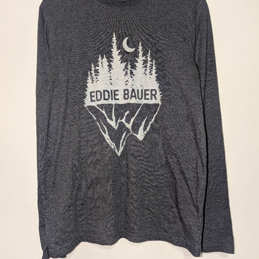 Eddie Bauer Charcoal Graphic Long Sleeve Tee Size Small